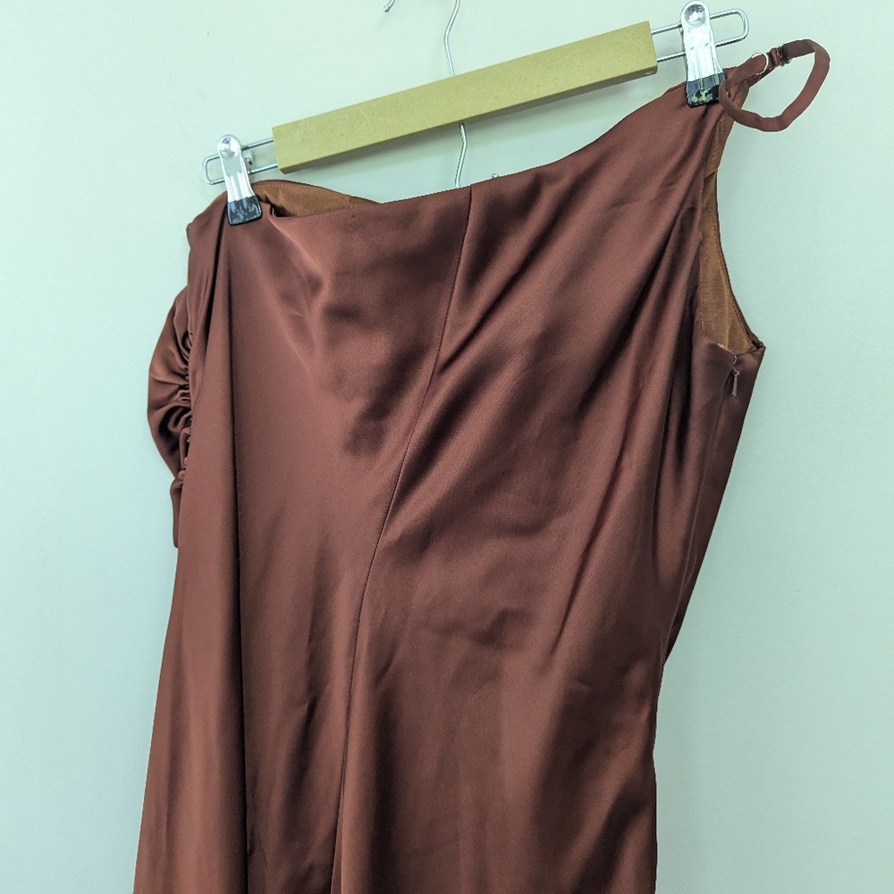 Reverly Jade Satin Dress Formal Wedding Guest One Shoulder - Picture 9 of 16